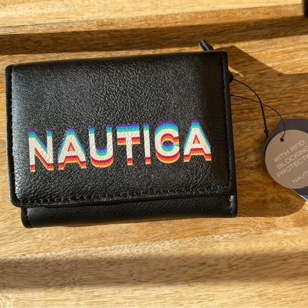 Nautica | Black & Rainbow Pride Tri-Fold Wallet